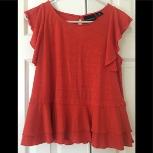 Cynthia Rowley Orange Red Shirt